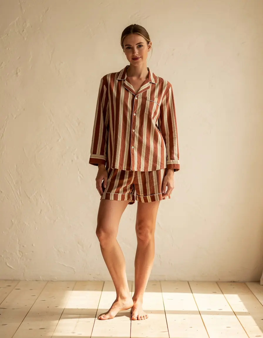 Rosehip Stripe Shirt & Shorts Set